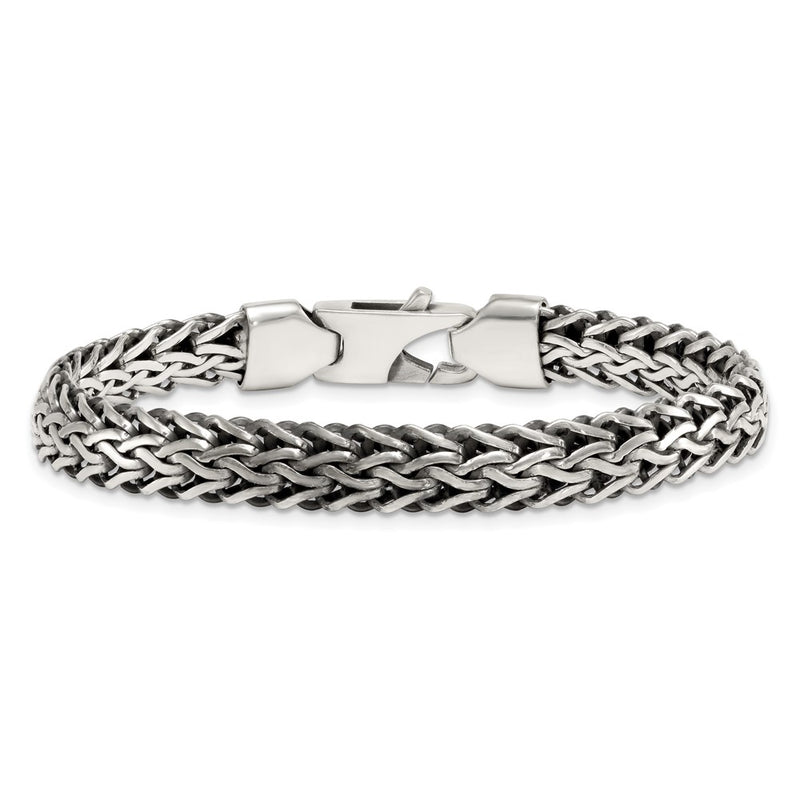 Sterling Silver Antiqued Polished 8.25mm Chain Bracelet