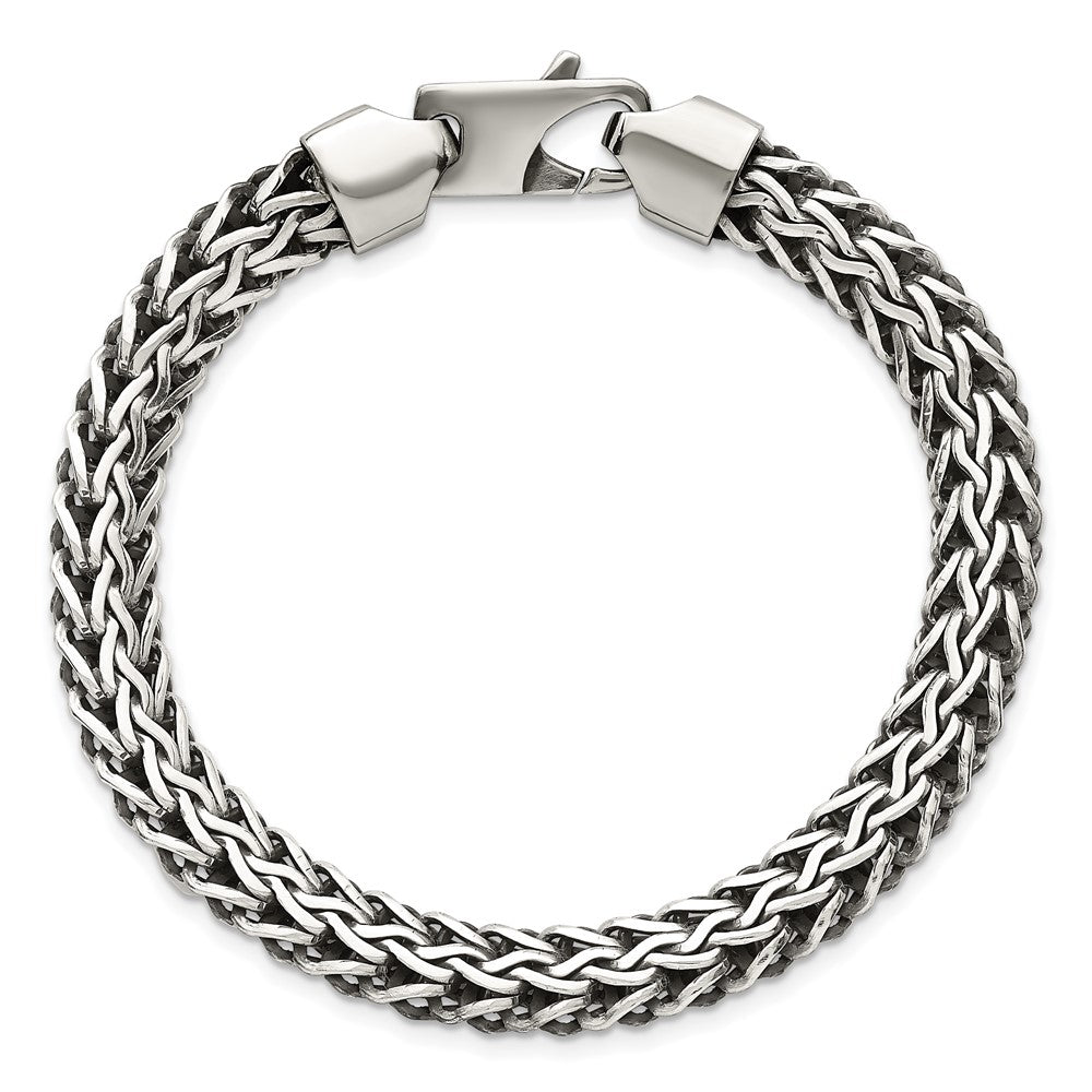 Sterling Silver Antiqued Polished 8.25mm Chain Bracelet