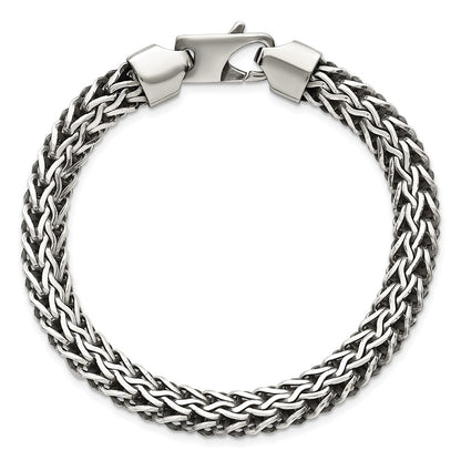 Sterling Silver Antiqued Polished 8.25mm Chain Bracelet