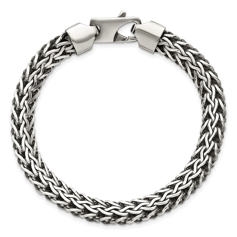 Sterling Silver Antiqued Polished 8.25mm Chain Bracelet