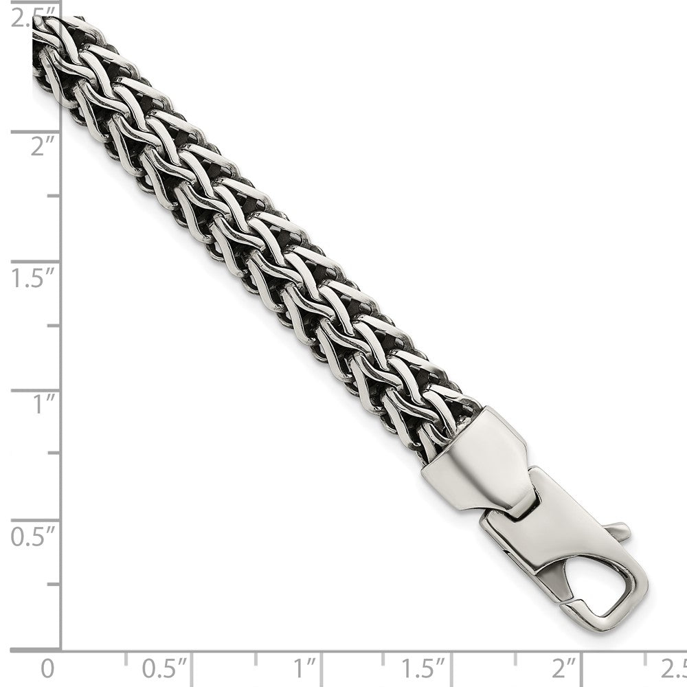 Sterling Silver Antiqued Polished 8.25mm Chain Bracelet