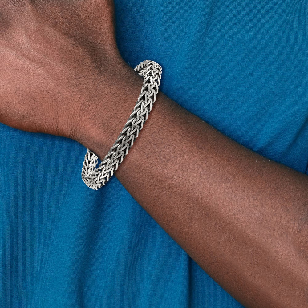 Sterling Silver Antiqued Polished 8.25mm Chain Bracelet