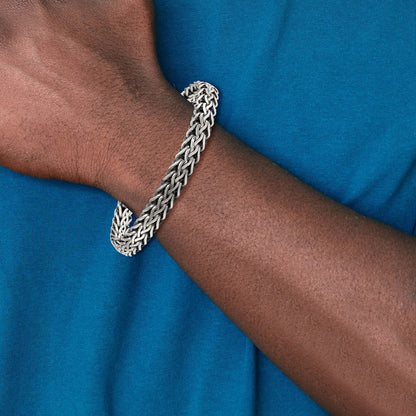 Sterling Silver Antiqued Polished 8.25mm Chain Bracelet