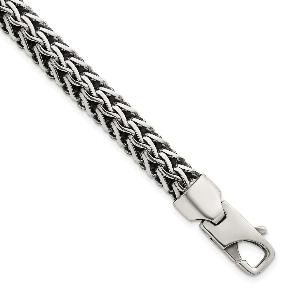 Sterling Silver Antiqued Polished 8.25mm Chain Bracelet