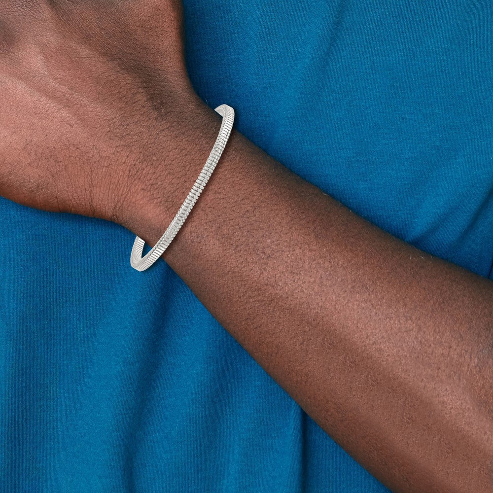 Sterling Silver Polished Fancy 3.5mm Square Link Chain Bracelet