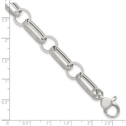 Sterling Silver Polished and Textured w/1in Ext Bracelet
