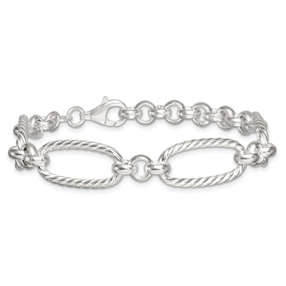 Sterling Silver Polished and Twisted 7.5in Fancy Link Bracelet