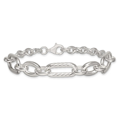 Sterling Silver Polished and Twisted Fancy Link Bracelet