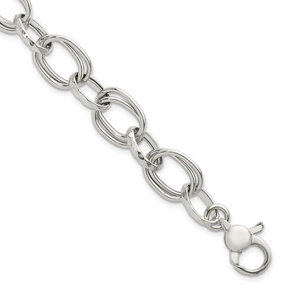 Sterling Silver Polished w/1in Ext Fancy Link Bracelet