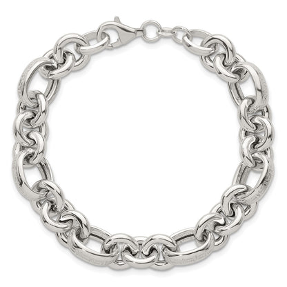 Sterling Silver Polished Greek Key 7.5in Fancy Link Bracelet