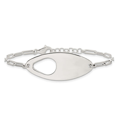 Sterling Silver 7in w/.5in Ext. Fancy Paperclip Link Bracelet