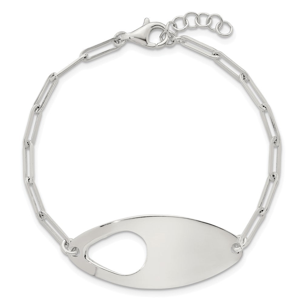 Sterling Silver 7in w/.5in Ext. Fancy Paperclip Link Bracelet