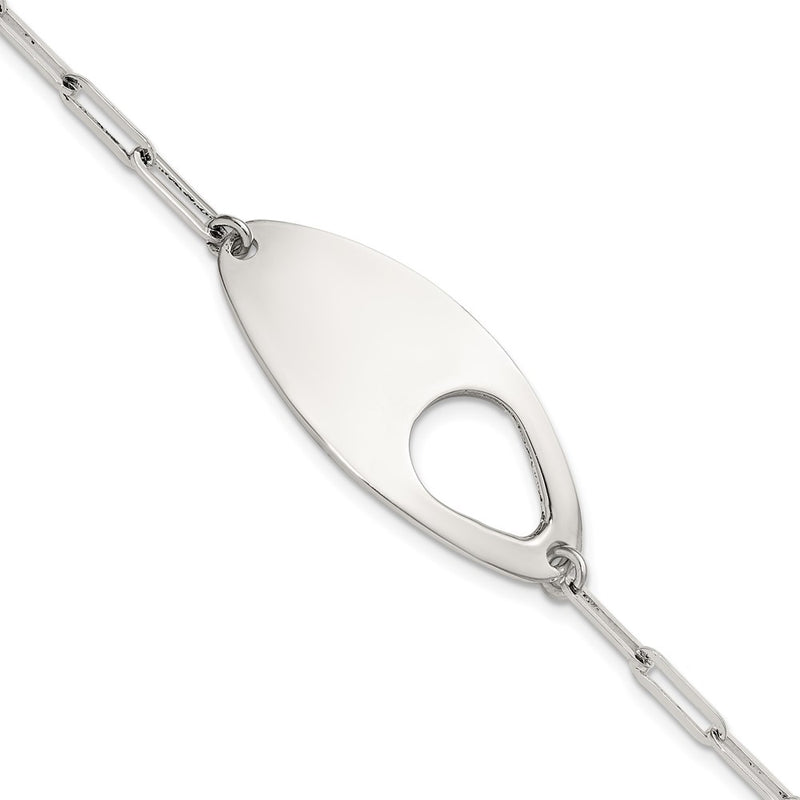 Sterling Silver 7in w/.5in Ext. Fancy Paperclip Link Bracelet