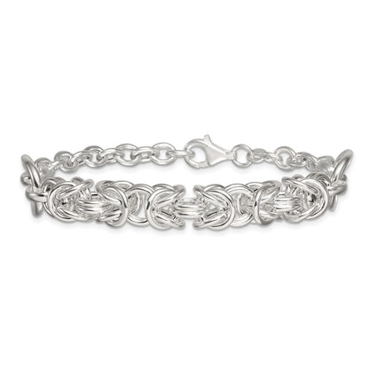 Sterling Silver Polished Byzantine Fancy 7.75in Bracelet
