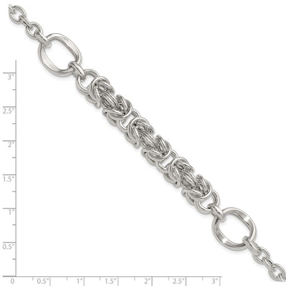 Sterling Silver Polished Byzantine Fancy 7.75in Bracelet