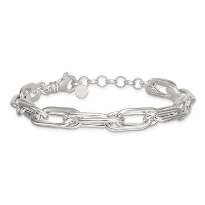 Sterling Silver Polished Double Link w/1in Ext Bracelet