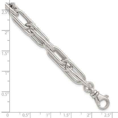 Sterling Silver Polished Double Link w/1in Ext Bracelet