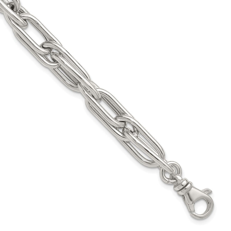 Sterling Silver Polished Double Link w/1in Ext Bracelet