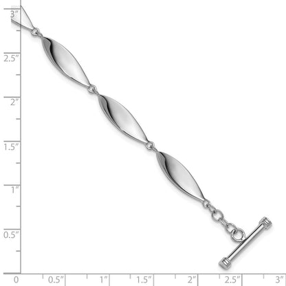 Sterling Silver Rhodium-Plated Polished 7.5in Toggle Bracelet