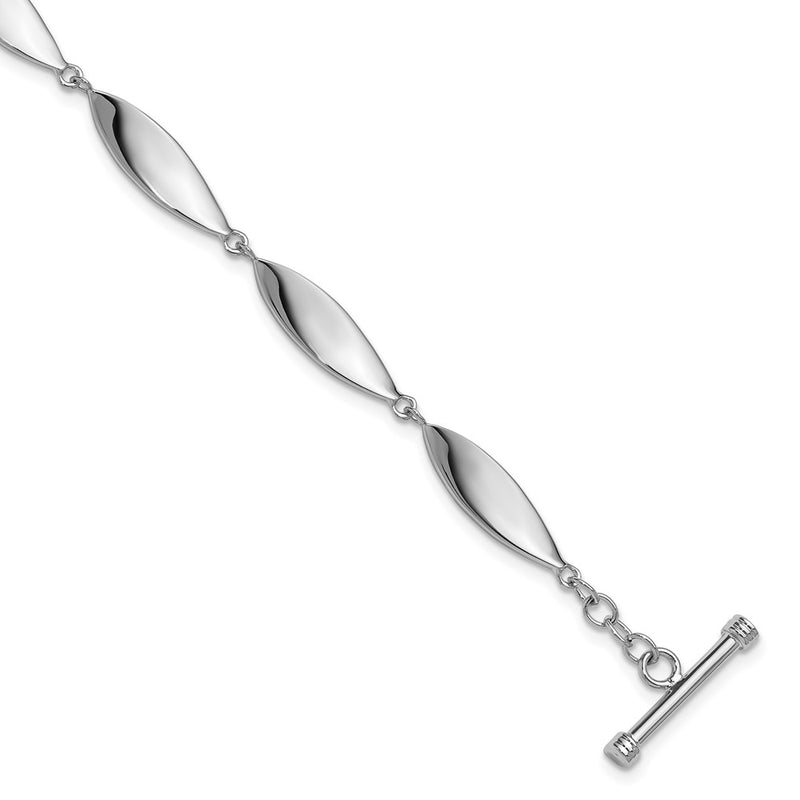 Sterling Silver Rhodium-Plated Polished 7.5in Toggle Bracelet