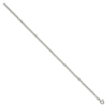 Sterling Silver Polished and Textured Beaded Bracelet