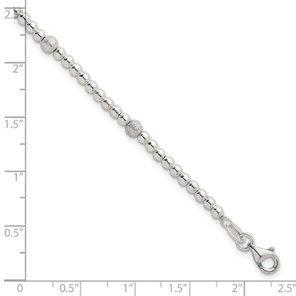 Sterling Silver Polished and Textured Beaded Bracelet
