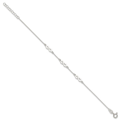 Sterling Silver Polished Infinity w/1in Ext Bracelet