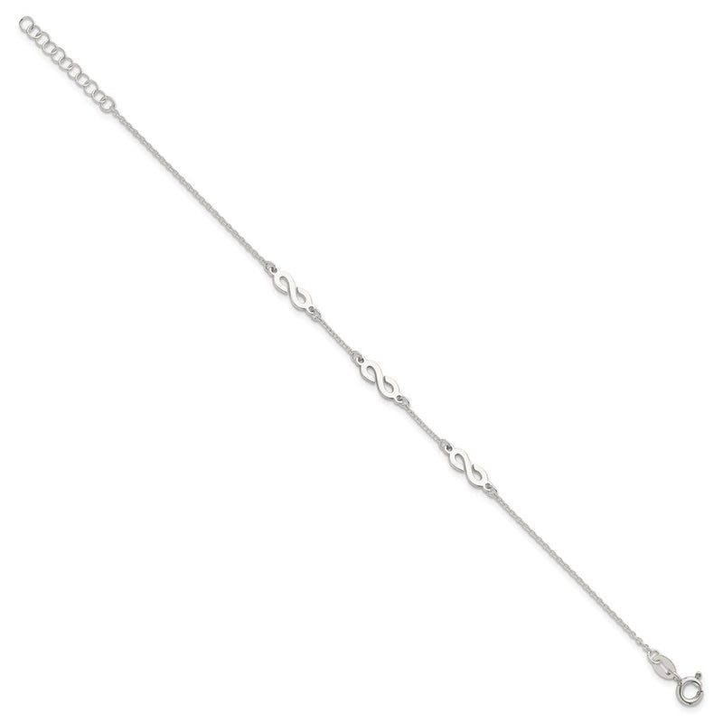 Sterling Silver Polished Infinity w/1in Ext Bracelet