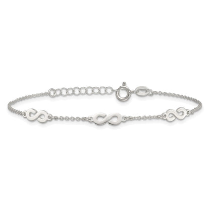 Sterling Silver Polished Infinity w/1in Ext Bracelet