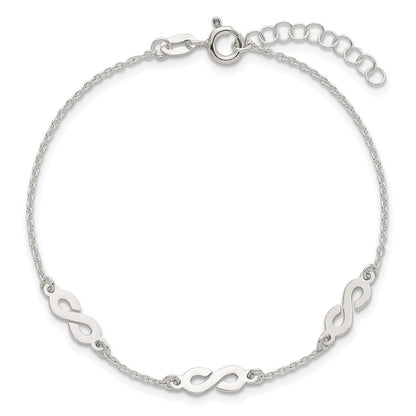 Sterling Silver Polished Infinity w/1in Ext Bracelet