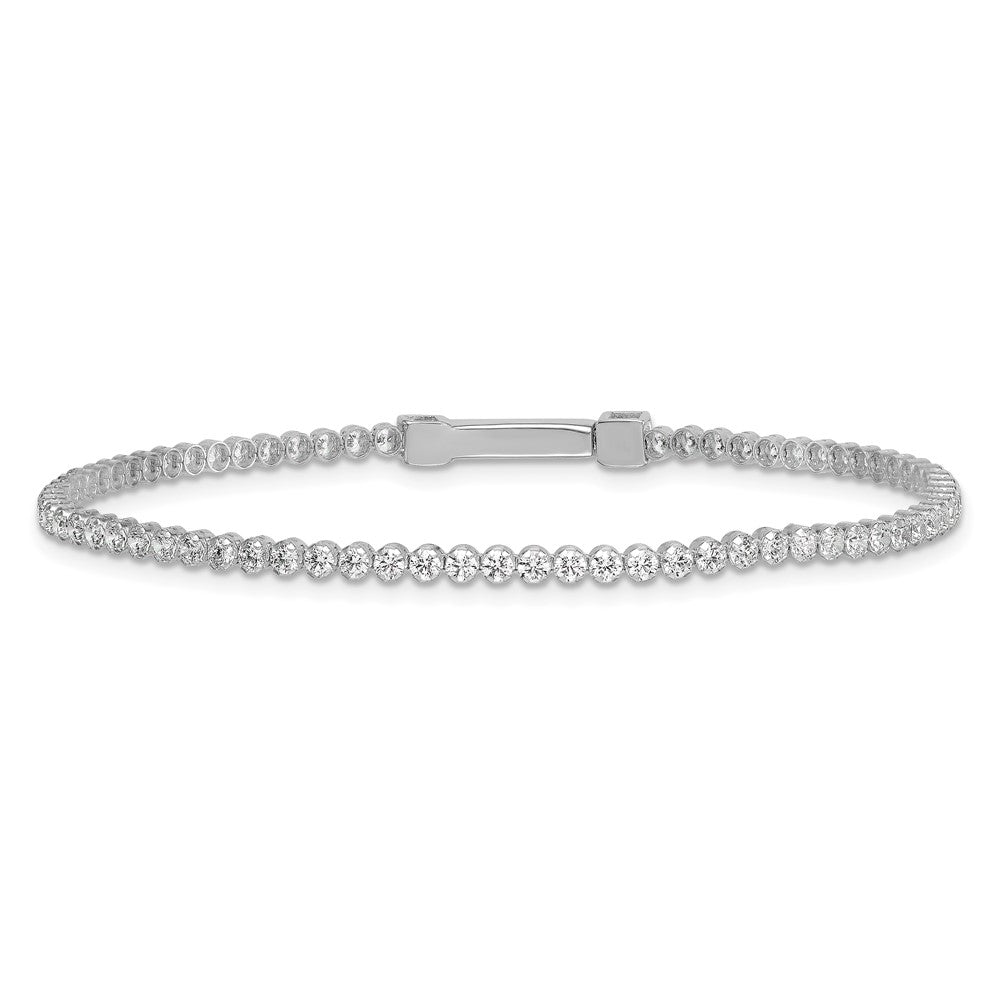 Sterling Silver Rhodium Plated Polished 2.5mm CZ 7.5in Tennis Bracelet