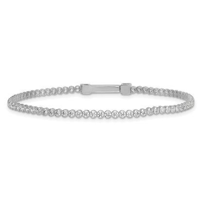 Sterling Silver Rhodium Plated Polished 2.5mm CZ 7.5in Tennis Bracelet