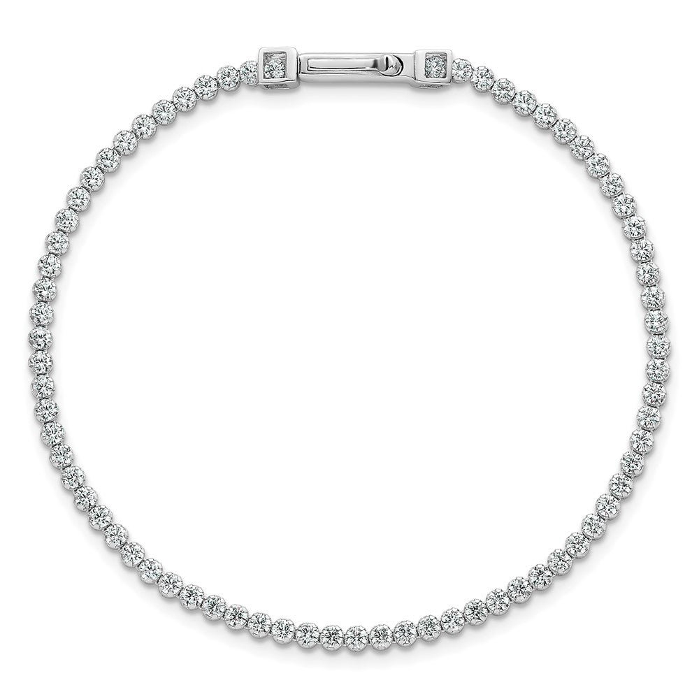 Sterling Silver Rhodium Plated Polished 2.5mm CZ 7.5in Tennis Bracelet