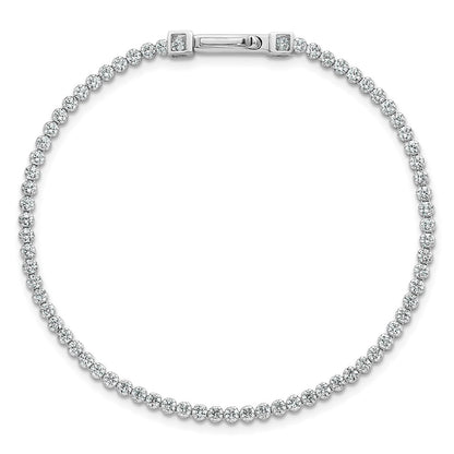 Sterling Silver Rhodium Plated Polished 2.5mm CZ 7.5in Tennis Bracelet