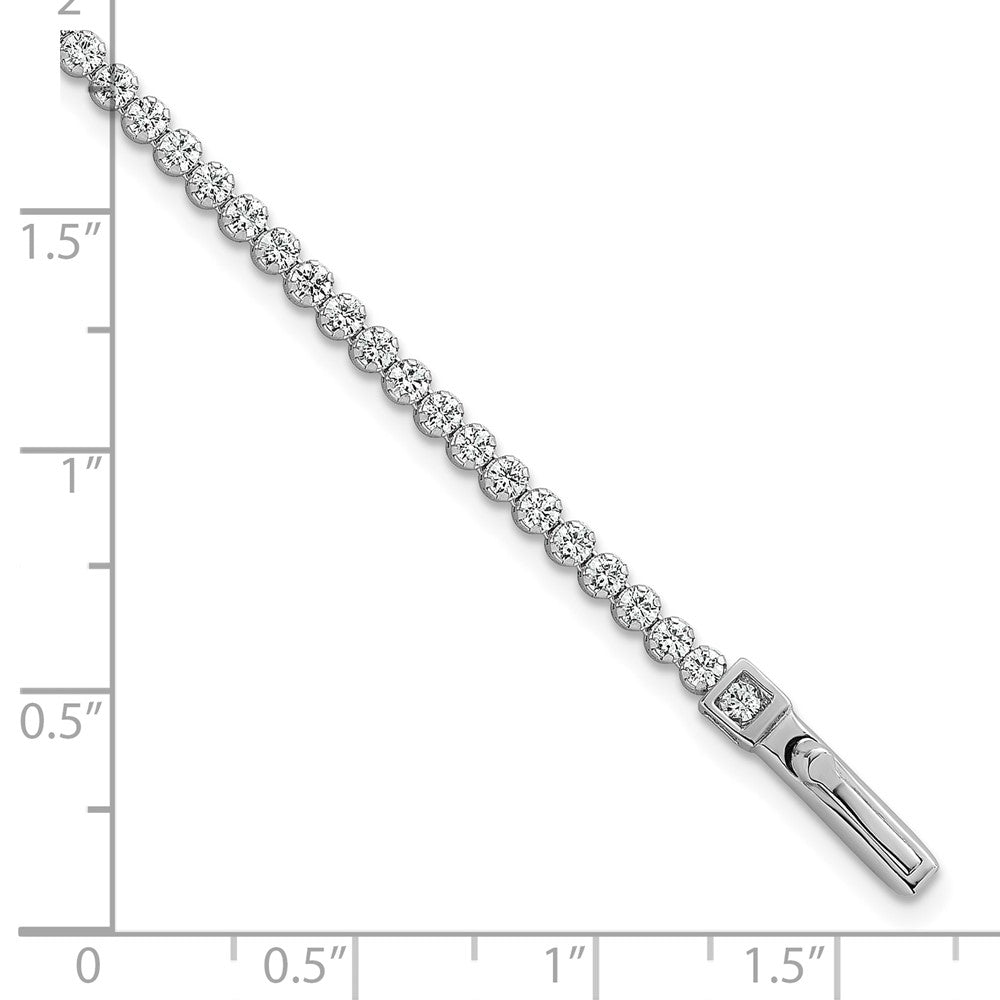 Sterling Silver Rhodium Plated Polished 2.5mm CZ 7.5in Tennis Bracelet