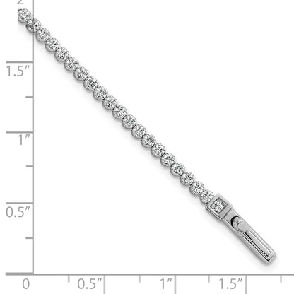 Sterling Silver Rhodium Plated Polished 2.5mm CZ 7.5in Tennis Bracelet