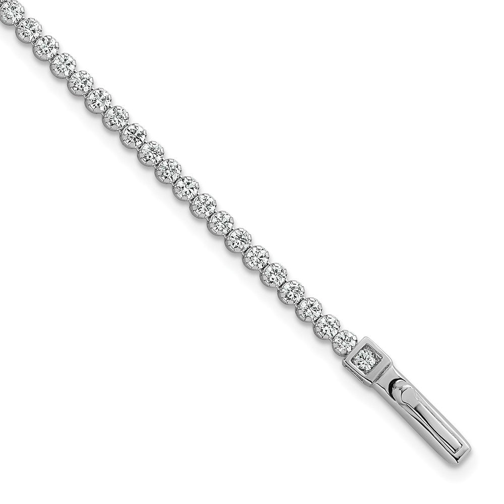 Sterling Silver Rhodium Plated Polished 2.5mm CZ 7.5in Tennis Bracelet