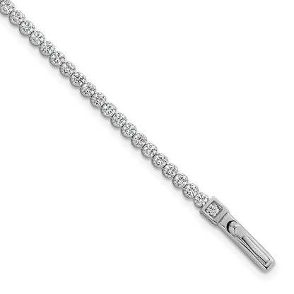 Sterling Silver Rhodium Plated Polished 2.5mm CZ 7.5in Tennis Bracelet