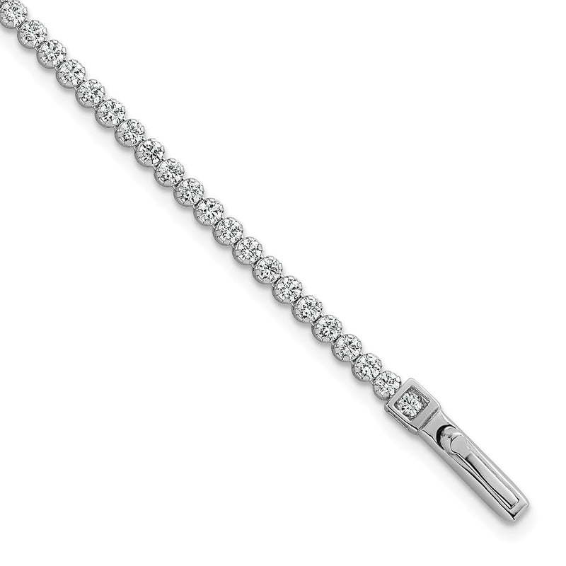 Sterling Silver Rhodium Plated Polished 2.5mm CZ 7.5in Tennis Bracelet