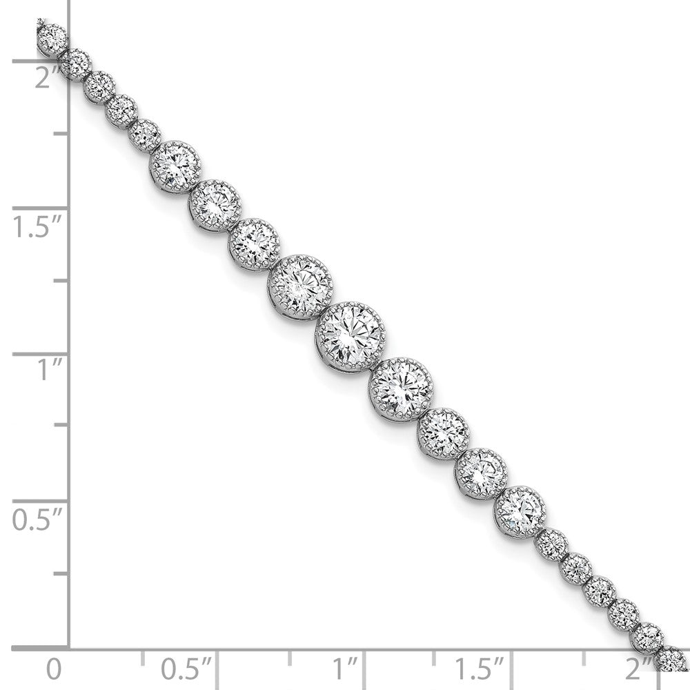 Sterling Silver Rhodium-Plated Polished CZ Graduated Tennis Bracelet