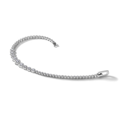 Sterling Silver Rhodium-Plated Polished CZ Graduated Tennis Bracelet