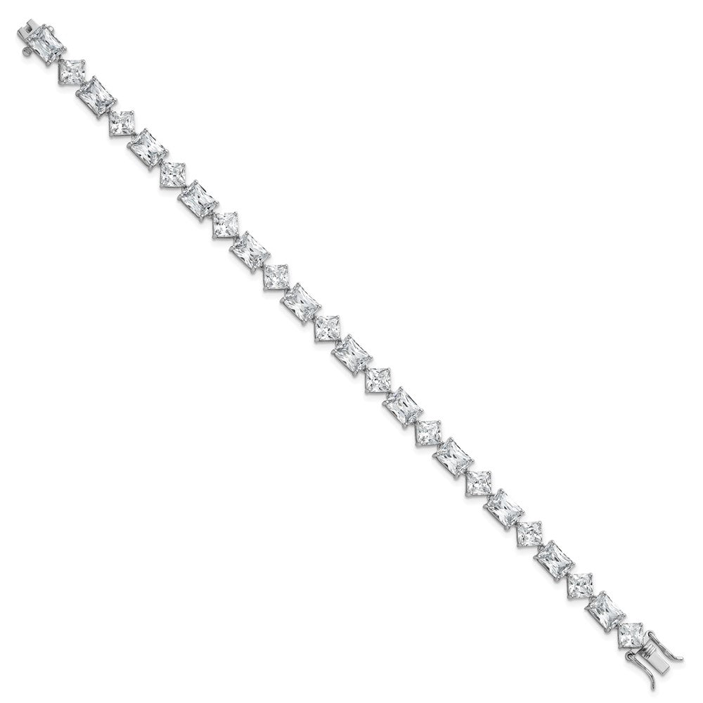 Sterling Silver Rhodium-Plated Polished Fancy CZ 7.25 Inch Bracelet
