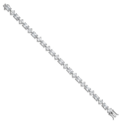 Sterling Silver Rhodium-Plated Polished Fancy CZ 7.25 Inch Bracelet