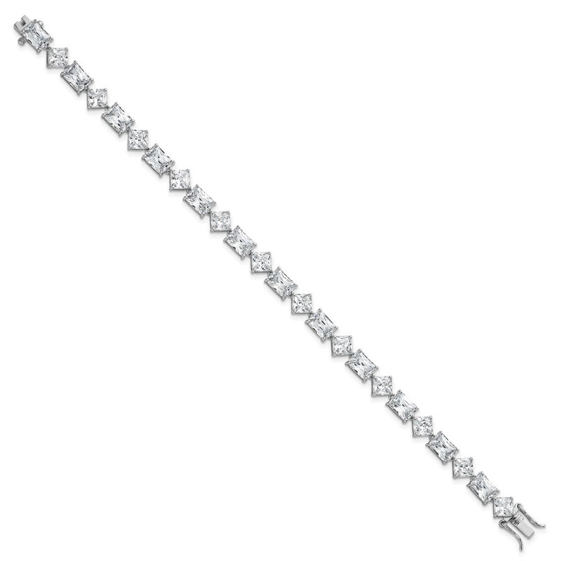 Sterling Silver Rhodium-Plated Polished Fancy CZ 7.25 Inch Bracelet