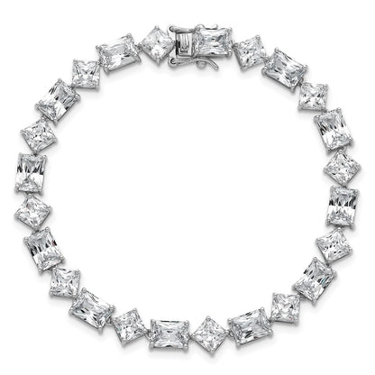 Sterling Silver Rhodium-Plated Polished Fancy CZ 7.25 Inch Bracelet