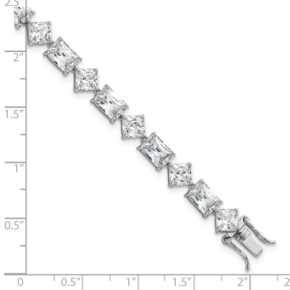 Sterling Silver Rhodium-Plated Polished Fancy CZ 7.25 Inch Bracelet