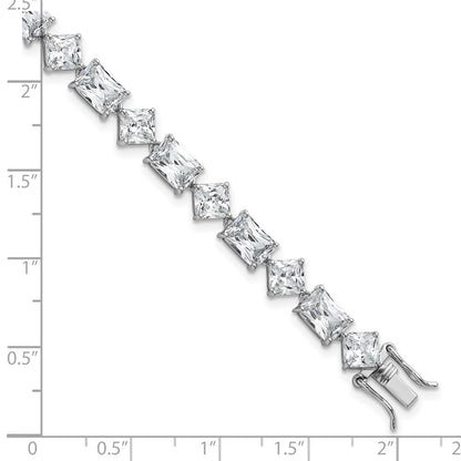 Sterling Silver Rhodium-Plated Polished Fancy CZ 7.25 Inch Bracelet