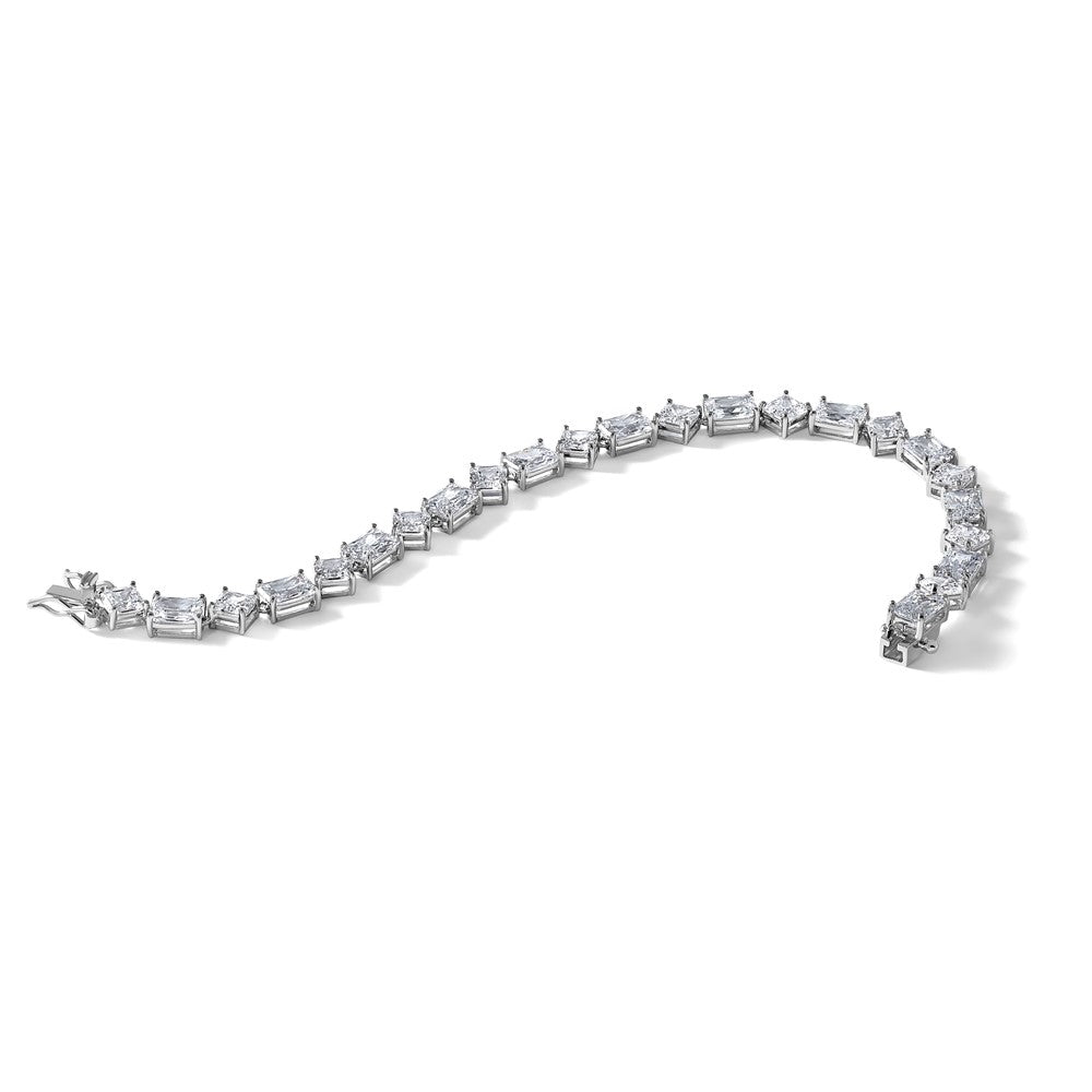 Sterling Silver Rhodium-Plated Polished Fancy CZ 7.25 Inch Bracelet