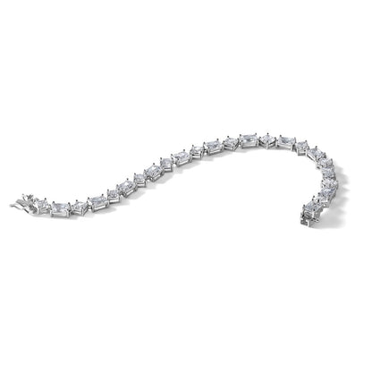 Sterling Silver Rhodium-Plated Polished Fancy CZ 7.25 Inch Bracelet