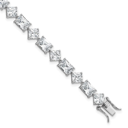 Sterling Silver Rhodium-Plated Polished Fancy CZ 7.25 Inch Bracelet